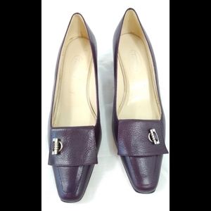 Talbots Plum Chunky Leather Heels Size 7 W